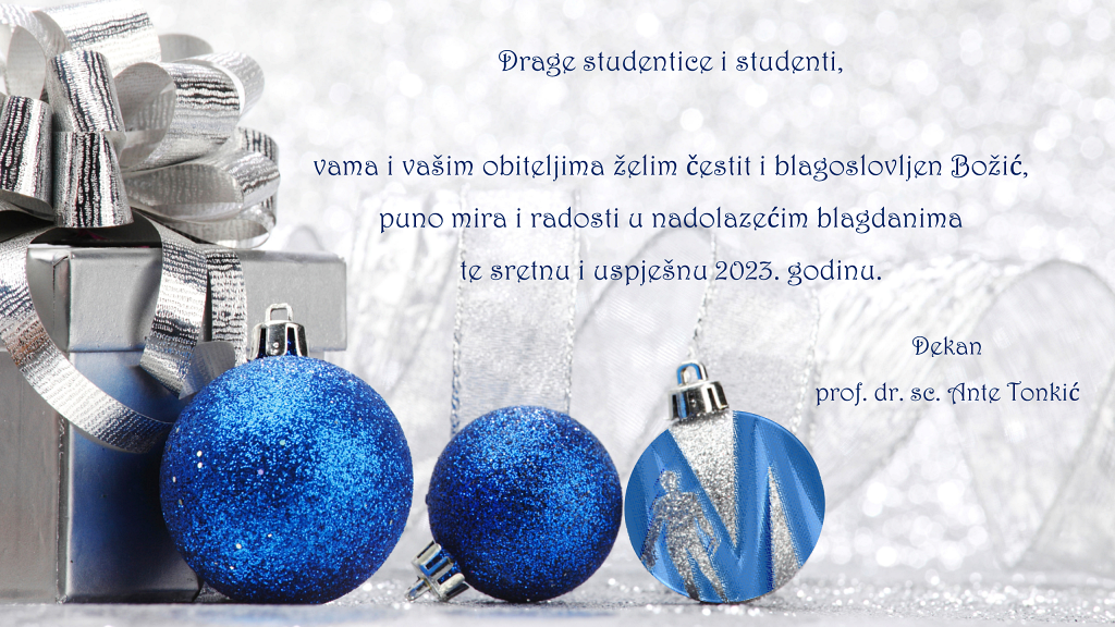 Dekanova Božićna i novogodišnja čestitika studenticama i studentima